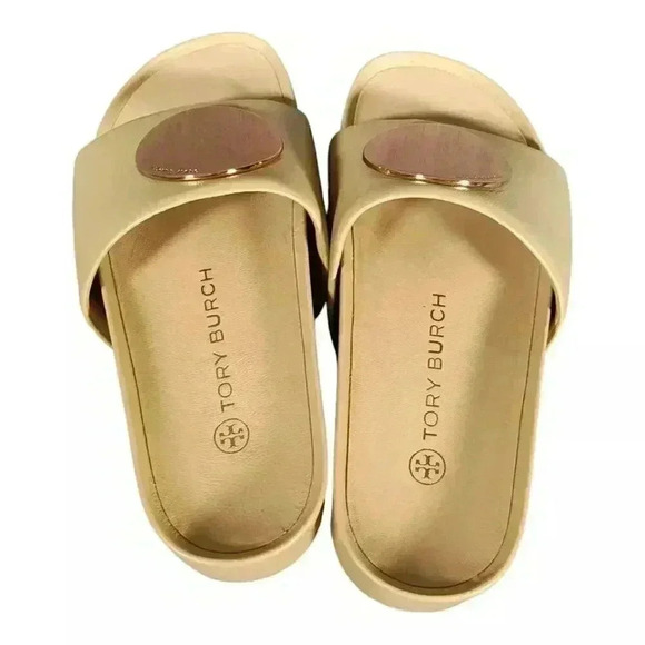 Tory Burch Patos Leather Platform Slide Sandals 5 - Women's Stylish Summer Shoes - Picture 5 of 9